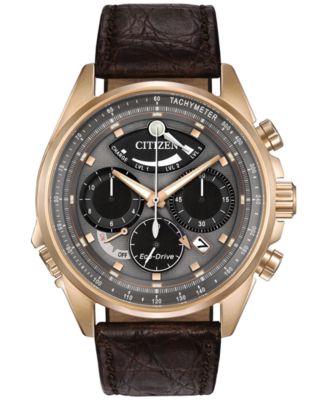 Citizen - Men's Chronograph Eco-Drive Calibre 2100 Brown Leather Strap Watch 44mm AV0063-01H