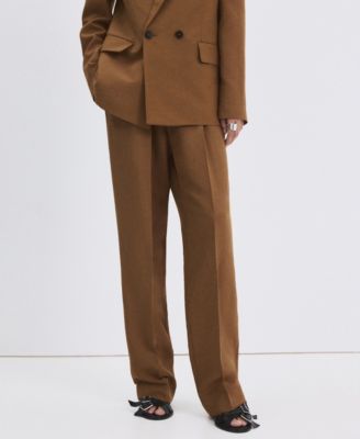 Women's Elastic Waistband Linen Suit Pants