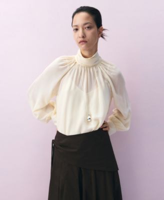 Women's Semi-Sheer High-Neck Blouse