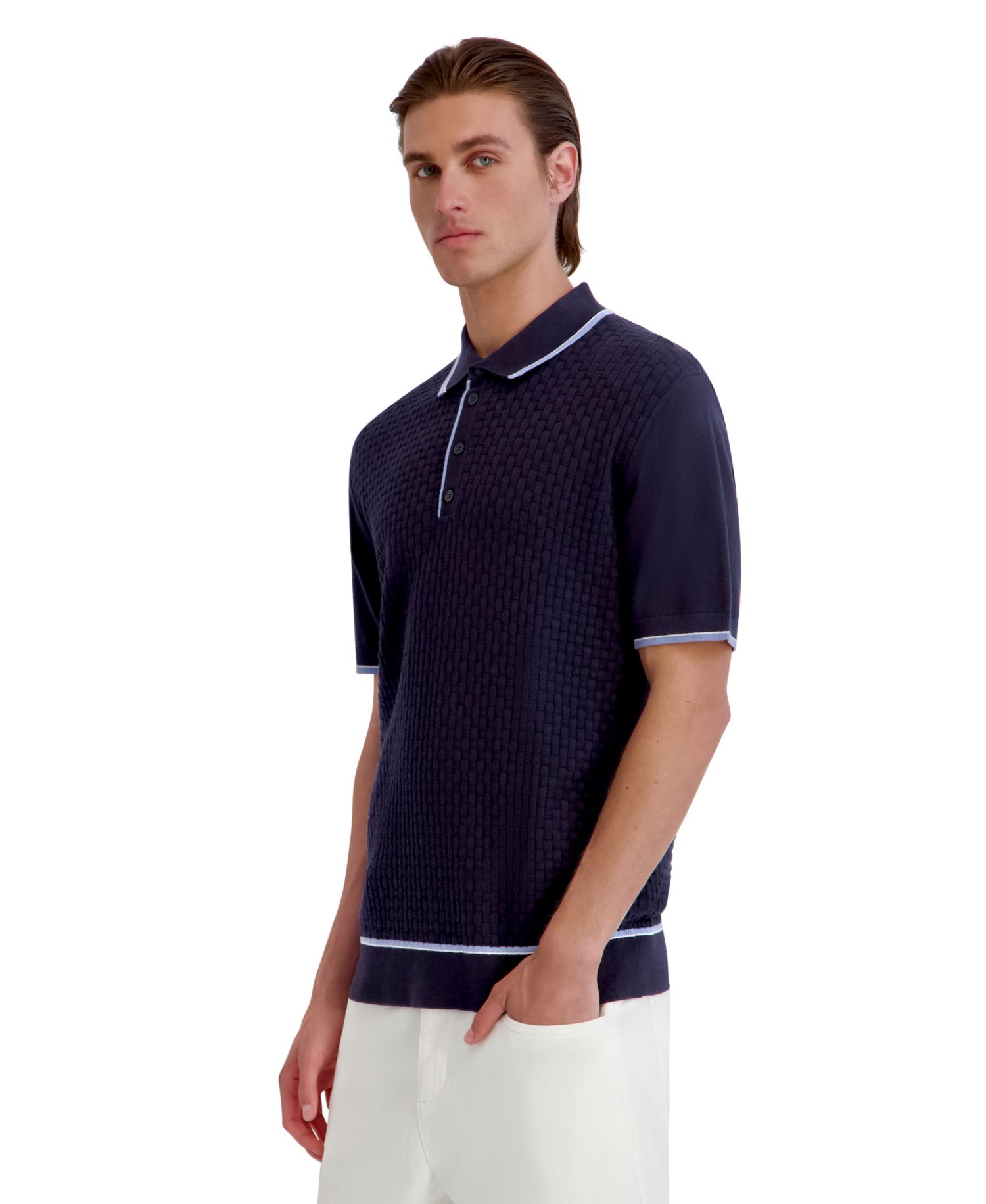 Men's Basket Weave Short-Sleeve Polo Shirt