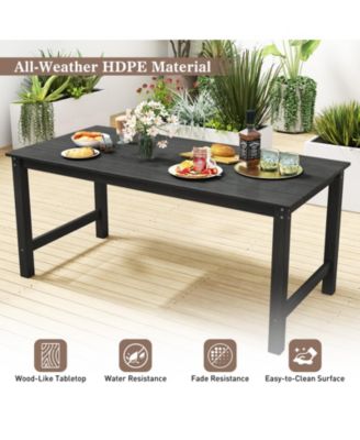 3-Piece HDPE Outdoor Dining Table Set with Two Benches