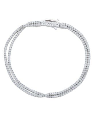 Sterling Silver Double-Strand Pave Cubic Zirconia Tennis Bracelet
