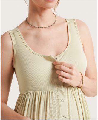 Maternity NOM Ribbed Modal Henley Nursing Dress