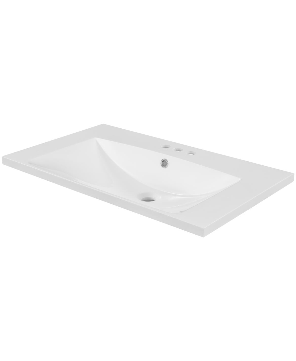 Sillysis Rectangular Ceramic Vanity Top with Sink, 3 Faucet Holes, Easy Maintenance