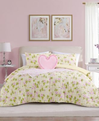 Gingham Rose Microfiber 4-Piece Comforter Set, Twin/Twin XL