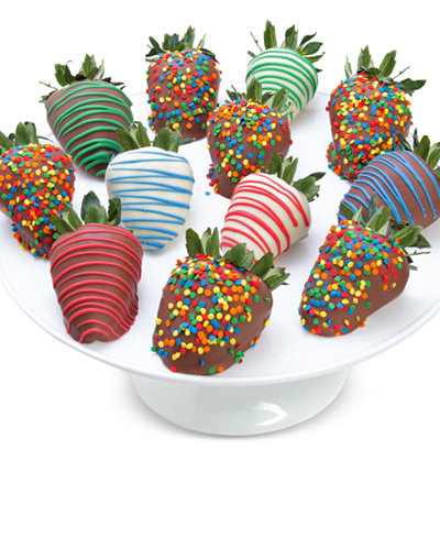 Golden Edibles® 12-Pc. Birthday Belgian Chocolate Covered Strawberries