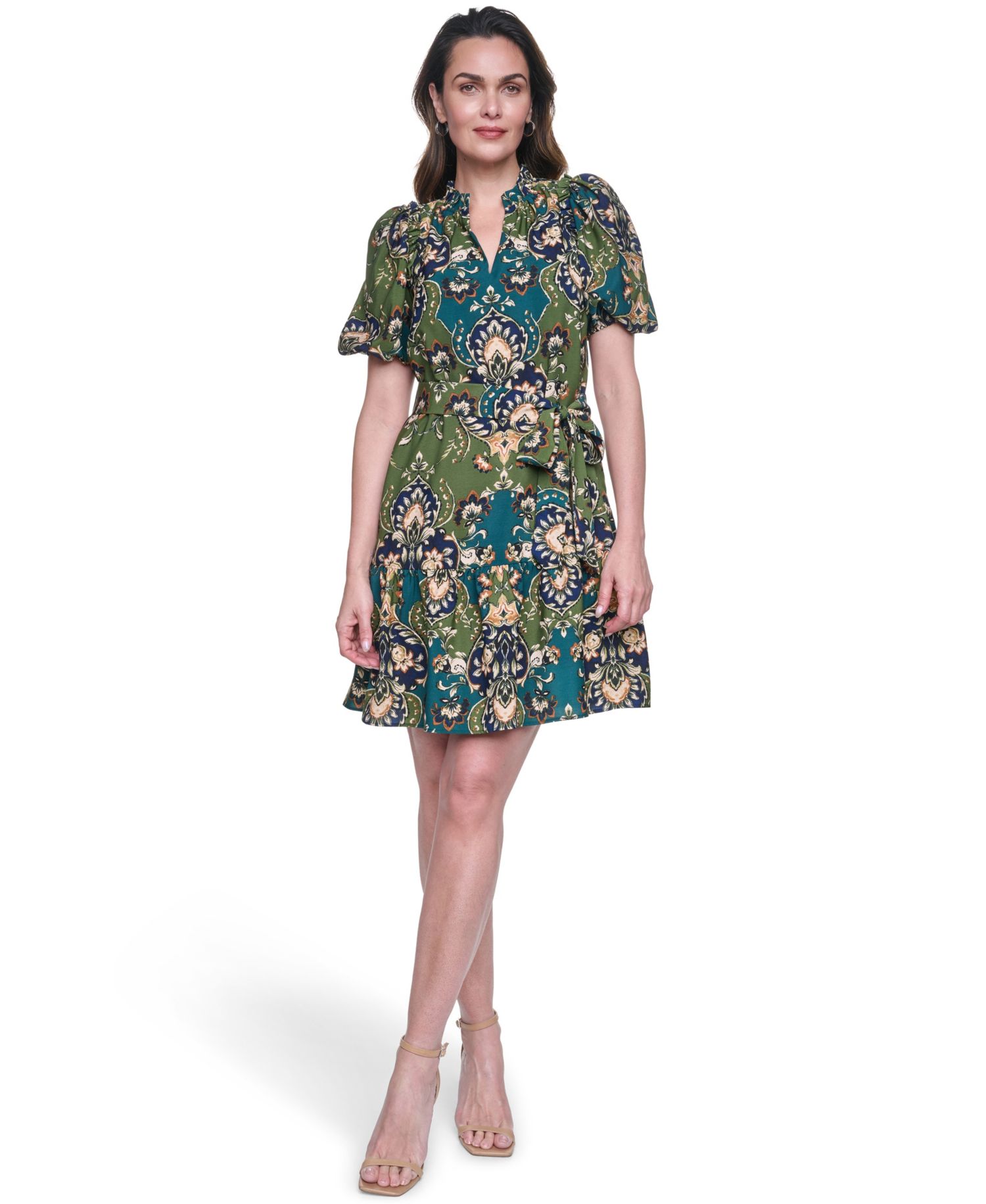 Women's Printed Puff-Sleeve Dress