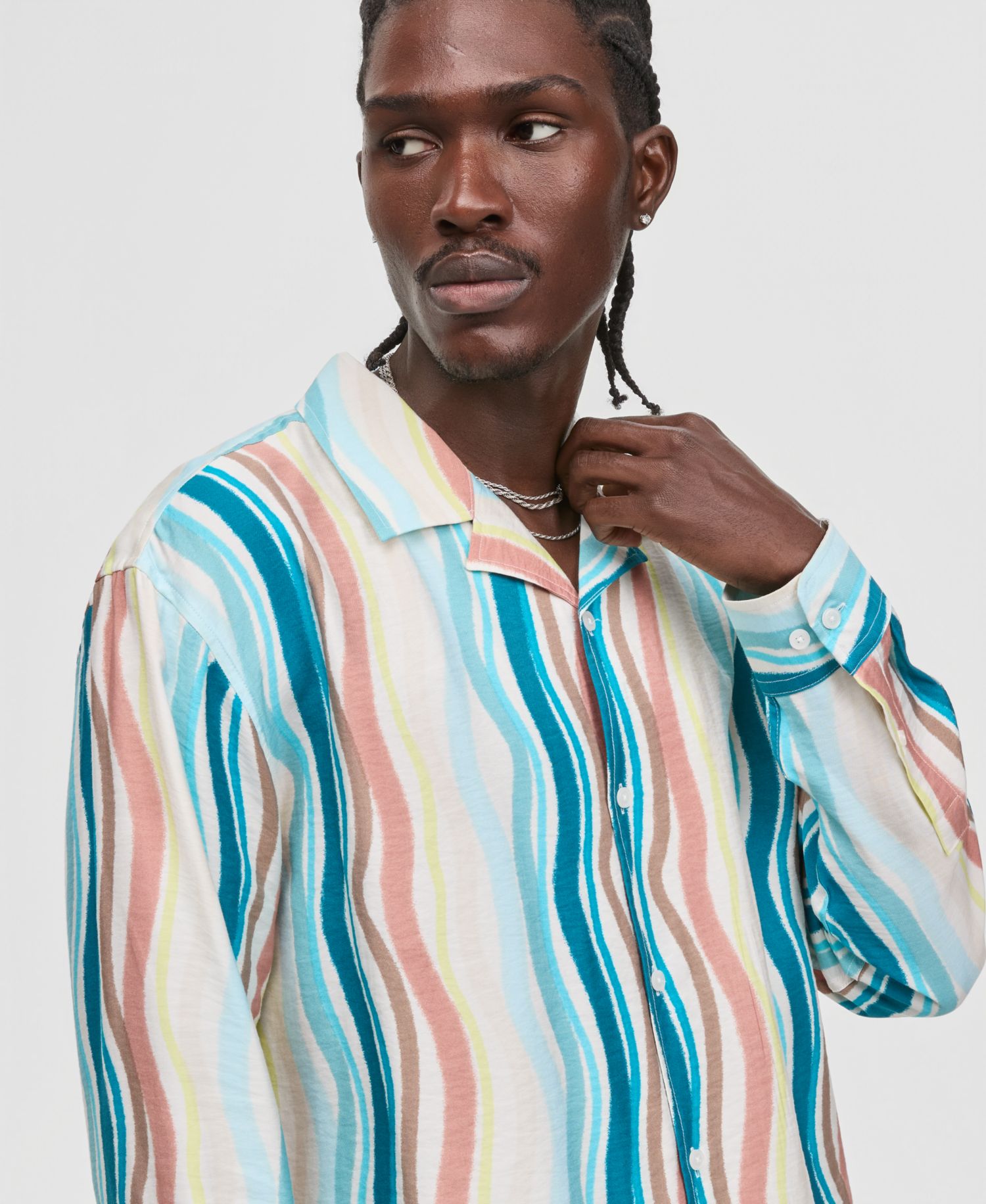 Men's Wave Stripe Long Sleeve Shirt