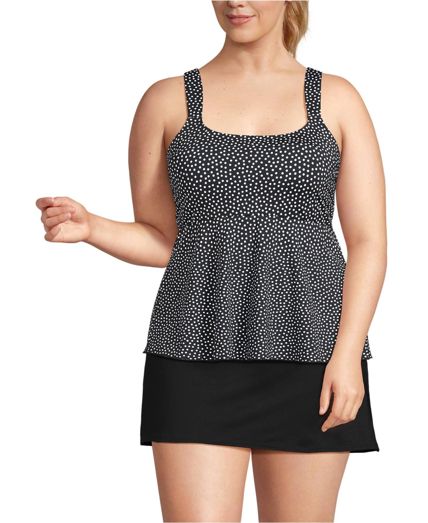 Plus Size Adjustable Scoop Neck Flutter Tankini Top