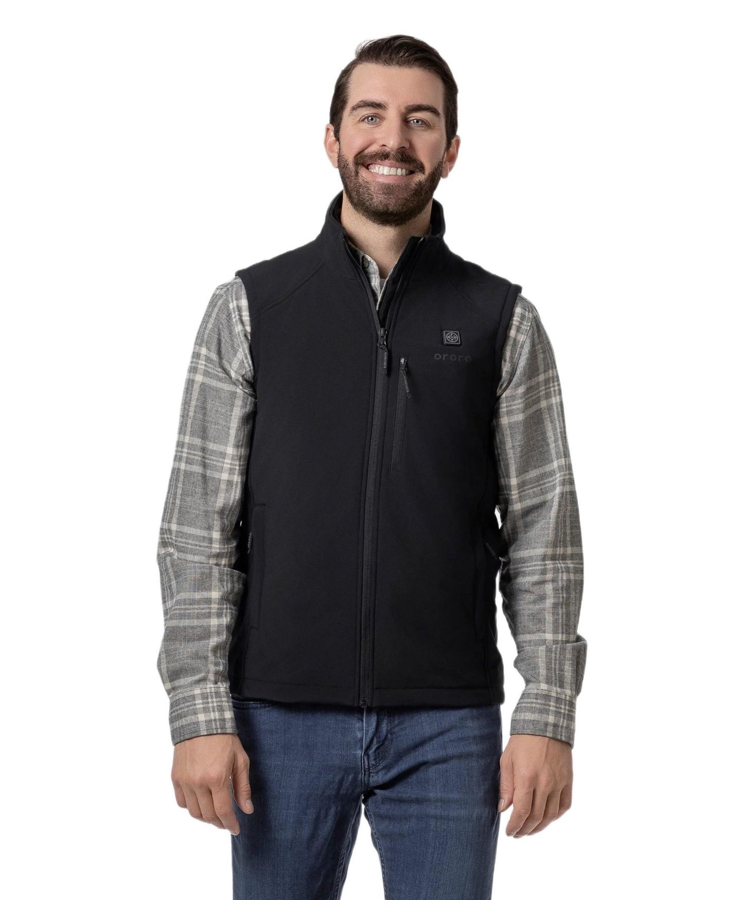 Мужской жилет ororo 4-Zone Heated Softshell Vest, цвет: Чёрный — фото 1