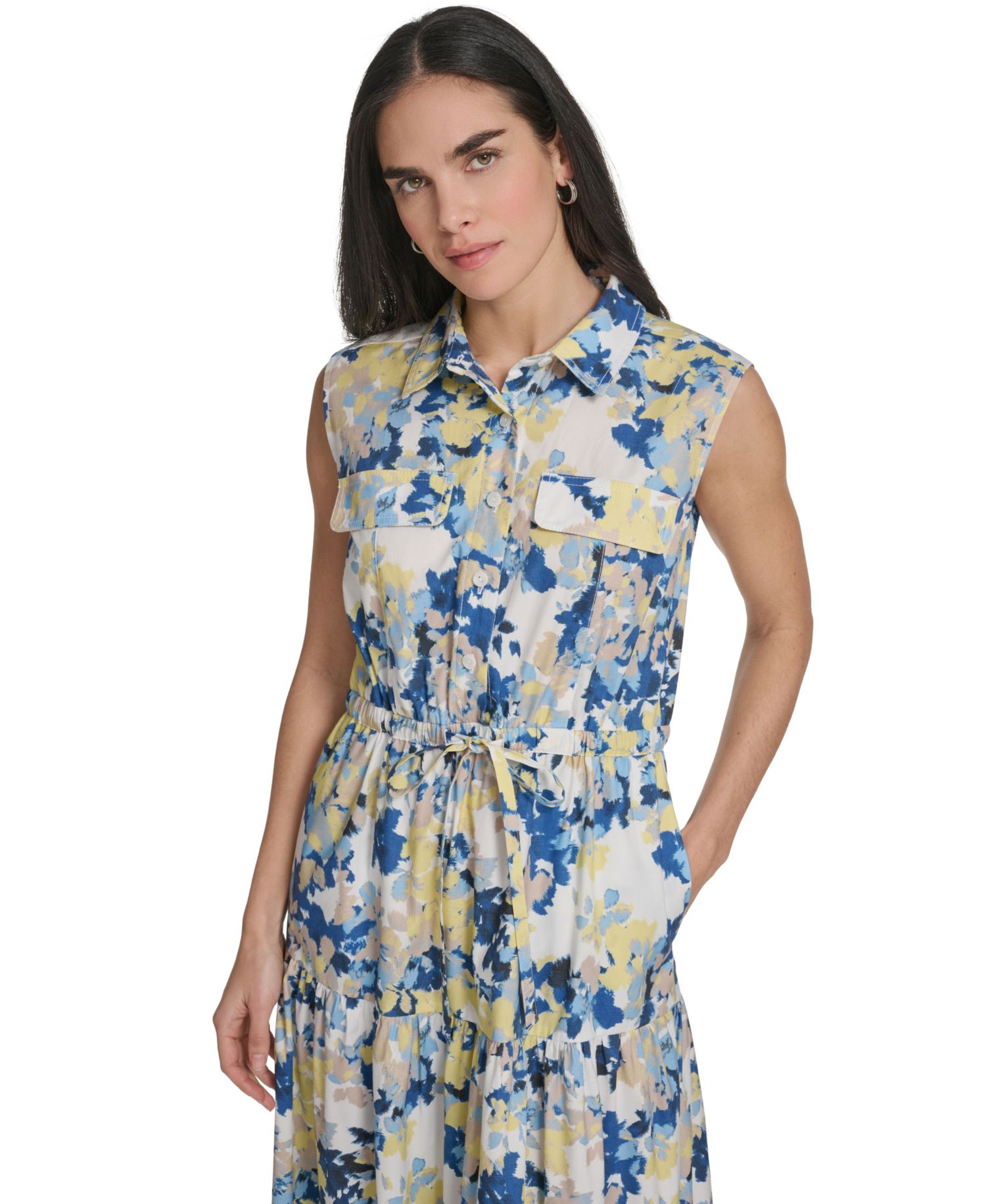 Collared Sleeveless Midi Dress