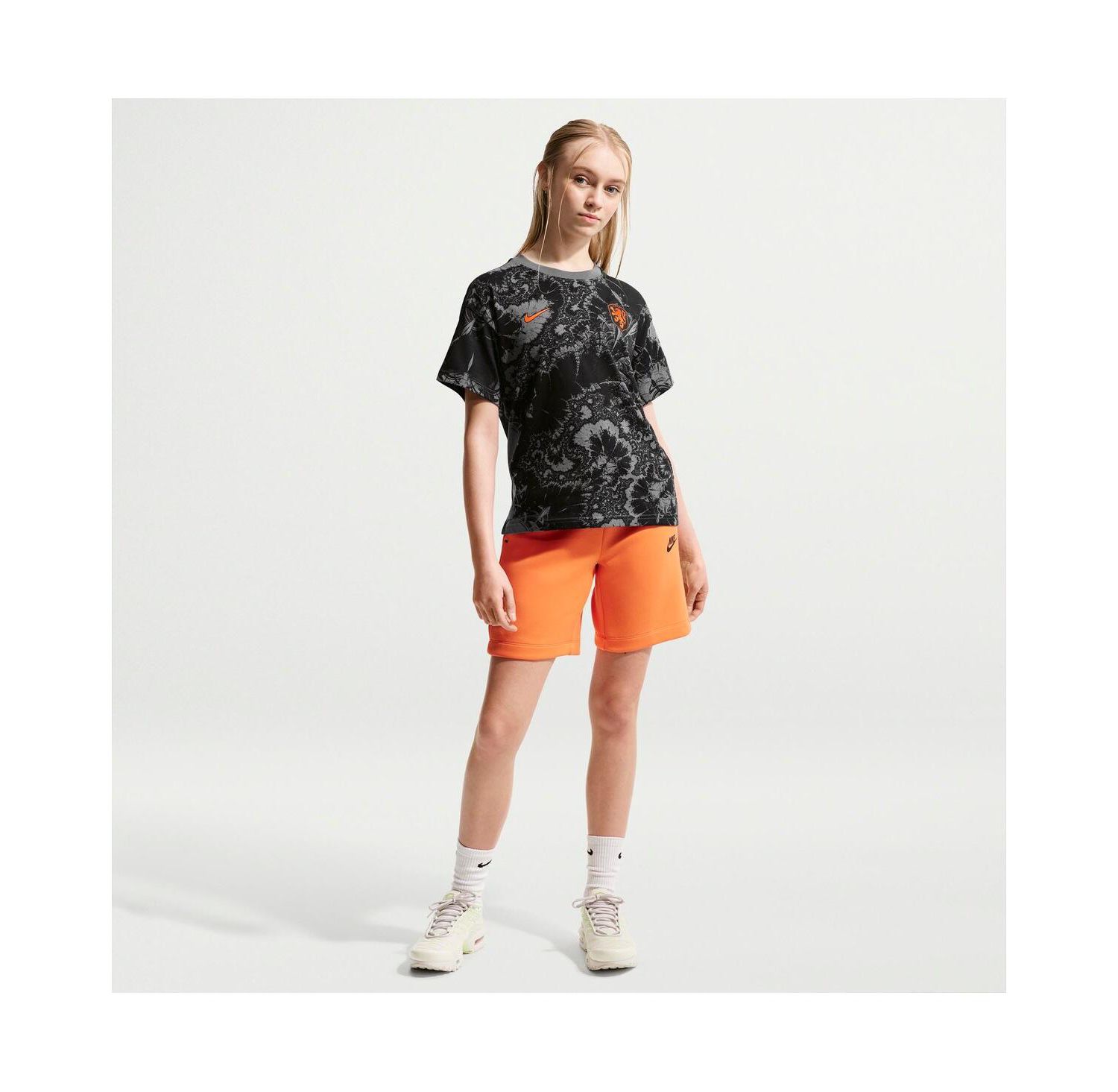 Big Boys and Girls Gray Netherlands National Team Allover Print T-Shirt
