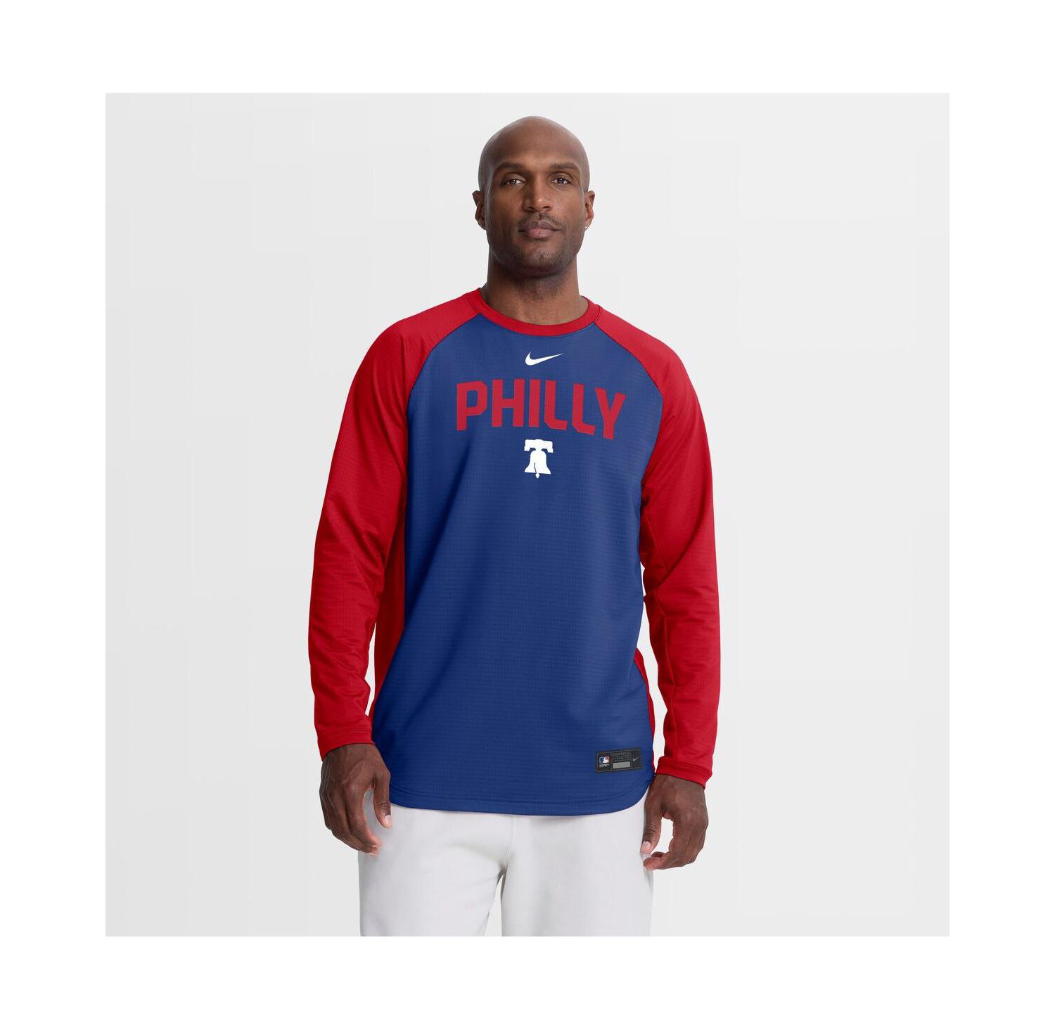 Men's Royal Philadelphia Phillies Authentic Collection Raglan Dri-FIT Sweatshirt