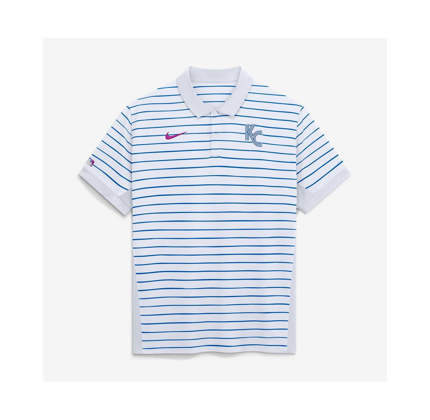 Men's White Kansas City Royals 2026 City Connect Authentic Collection Striped Victory Dri-FIT Polo Shirt