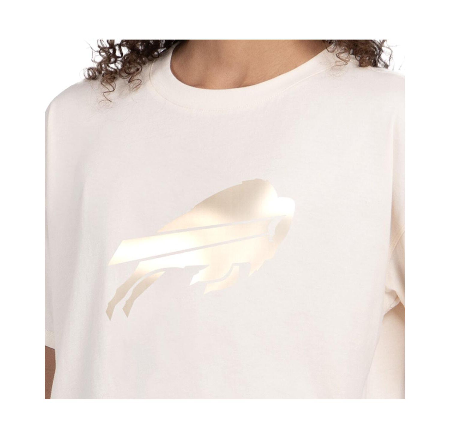 Women's Cream Buffalo Bills Pastel Travel Boxy Cropped T-Shirt