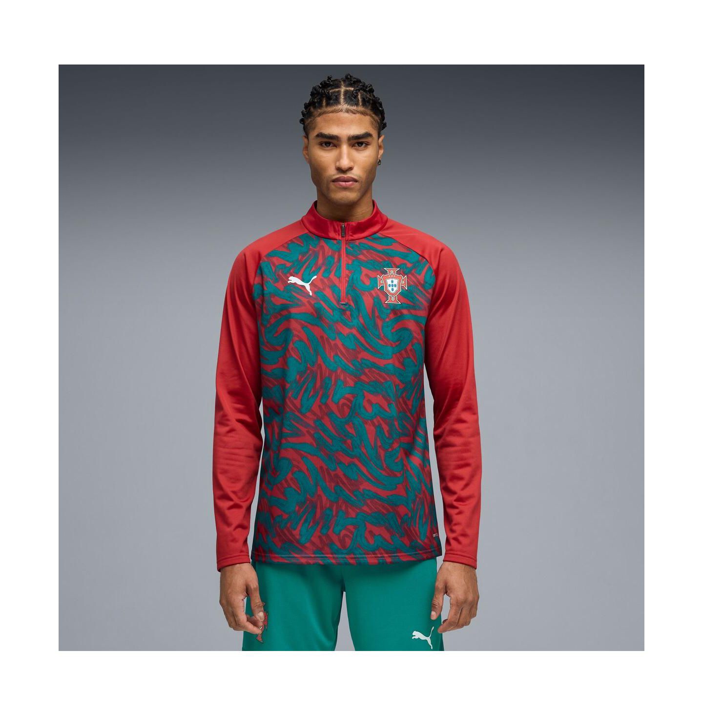 Мужская толстовка на молнии Puma Men's Red Portugal National Team Pre-Match Quarter-Zip — фото 1