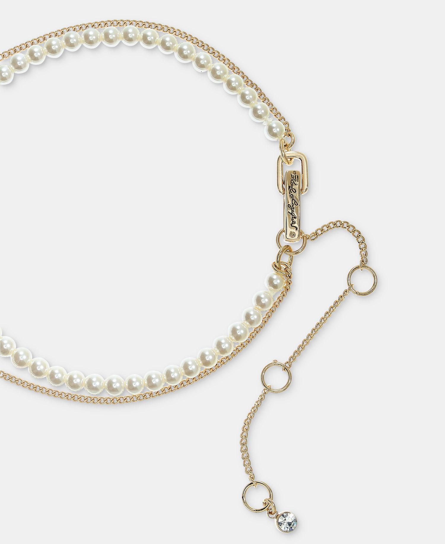 Mixed Crystal & Imitation Pearl Layered Pendant Necklace, 16" + 3" extender