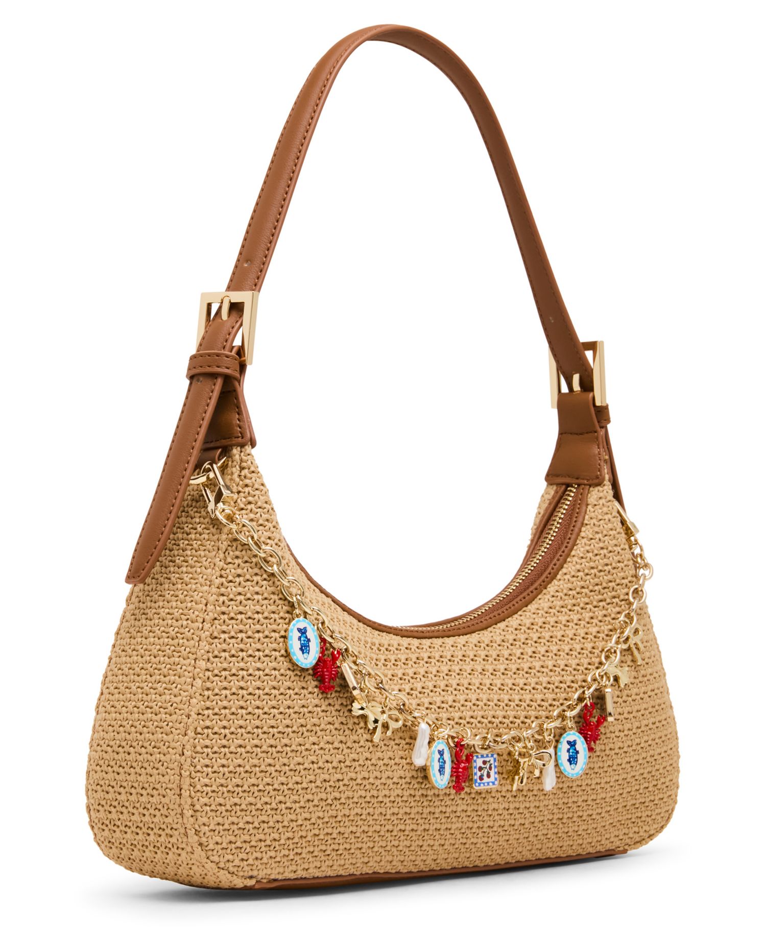 Nicoles Straw Medium Shoulder Handbag