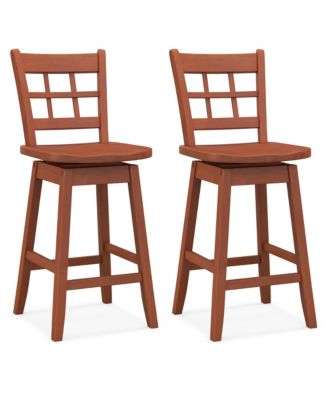 2PCS 24.5 Inch Counter Height Bar Chairs Swivel Bar Stools with  Hollow Backrest