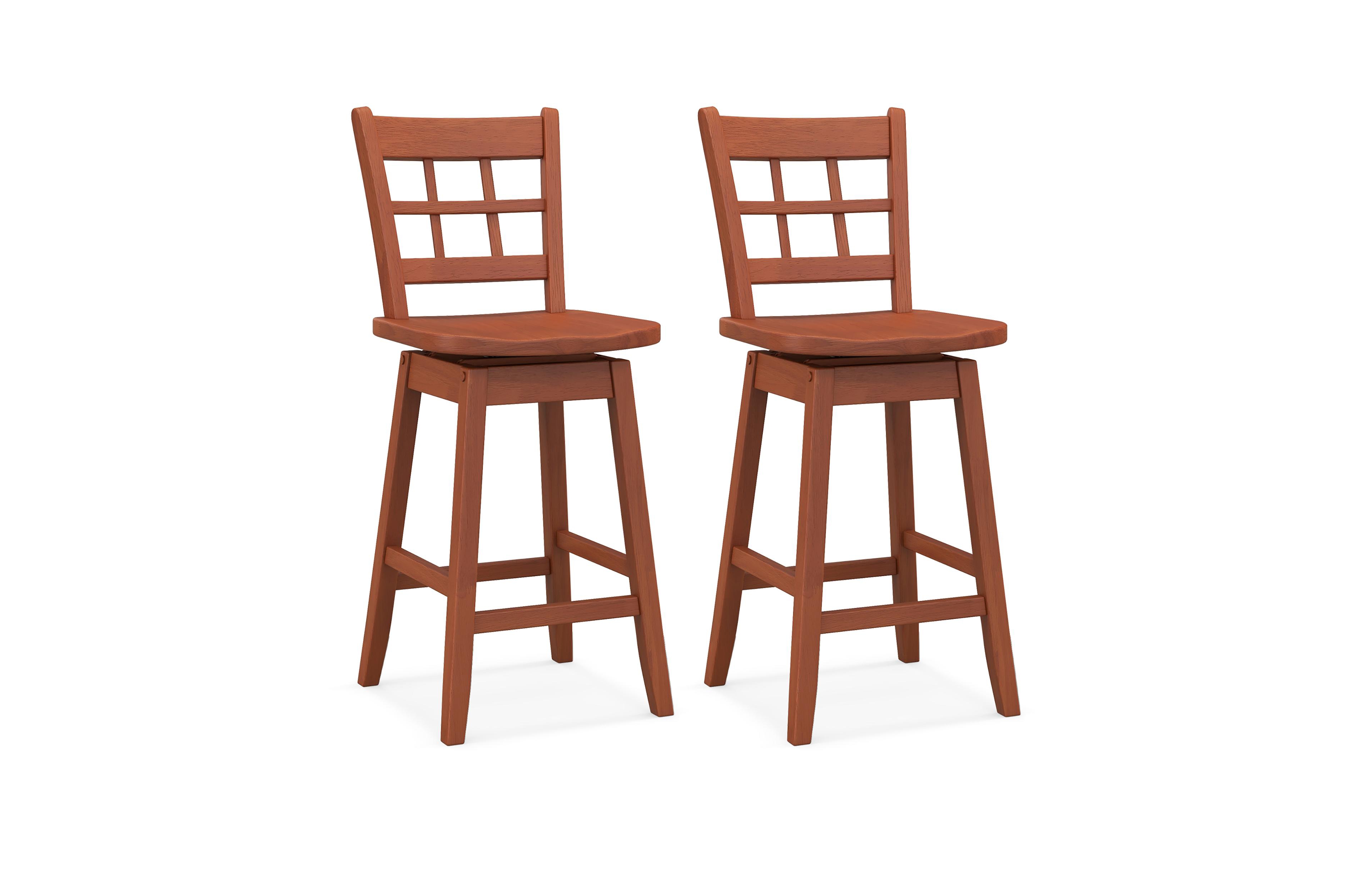 Gymax 2PCS 24.5 Inch Counter Height Bar Chairs Swivel Bar Stools with Hollow Backrest