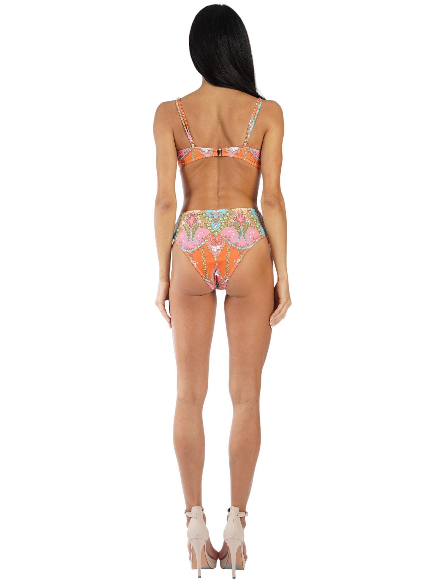 Women's Tropical Paisley Cut-Out One-Piece Swimsuit with Ring Belt - Luxury Resort Swimwear for Beach and Vacation