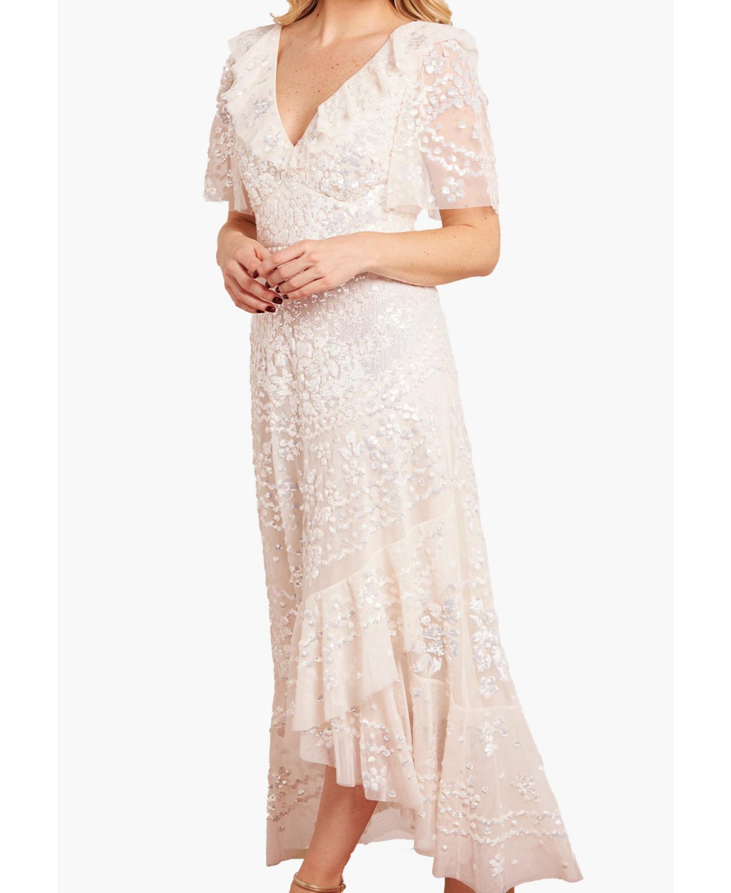 Women's Anais Sequin Frill Ankle Gown