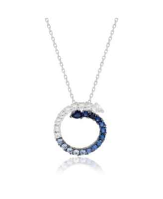  Sapphire Ombre Circle Journey Pendant Sterling Silver