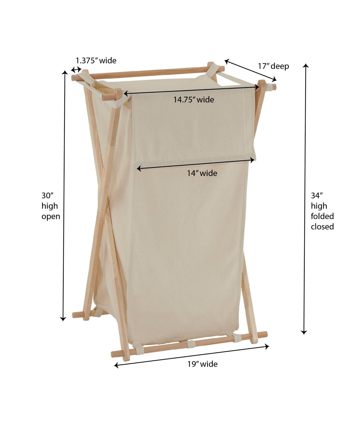 Household Essentials X Frame Wood Laundry Hamper