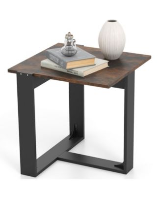 End Table Industrial Sofa Side Table w/ Metal Frame for Small SpaceBedroom