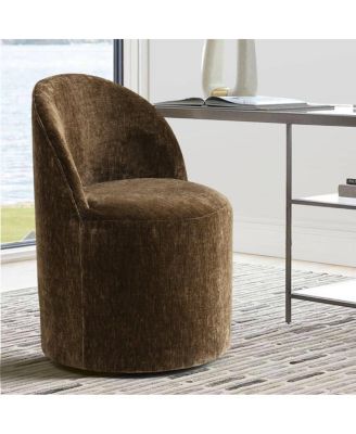 Chenille Swivel Office Chair with Casters, Barrel Task Chair