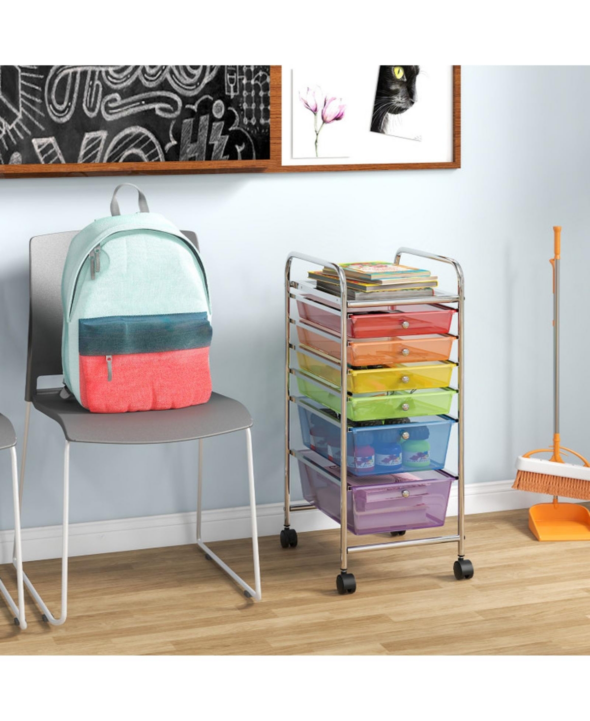 Gouun Metal Frame Rolling Storage Cart Organizer with Fabric Drawers
