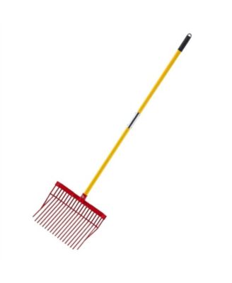 Manure Fork, 18 Angled Tines, Horse Manure Rake with Fiberglass Handle