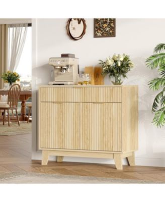 Fluted Buffet Cabinet with Storage, Sideboard Cabinet with Adjustable Shelf and Drawer