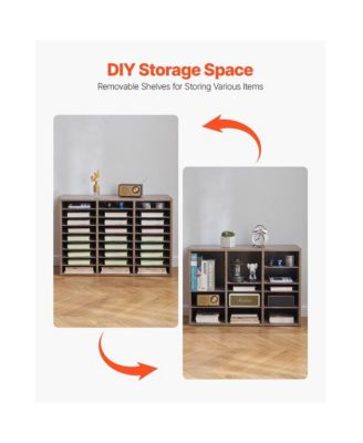 27-Compartment Wood Literature Organizer, Office Mail Sorter with Removable Shelves, File Sorter for Home Classroom