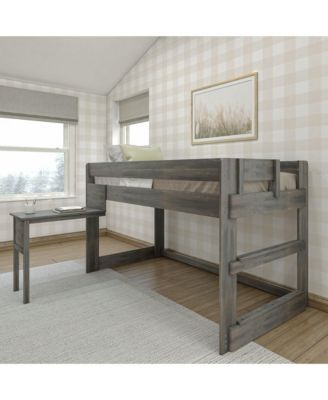 Solid Wood Loft Bed with Desk, Modern Farmhouse High Twin Loft Bed For Kids