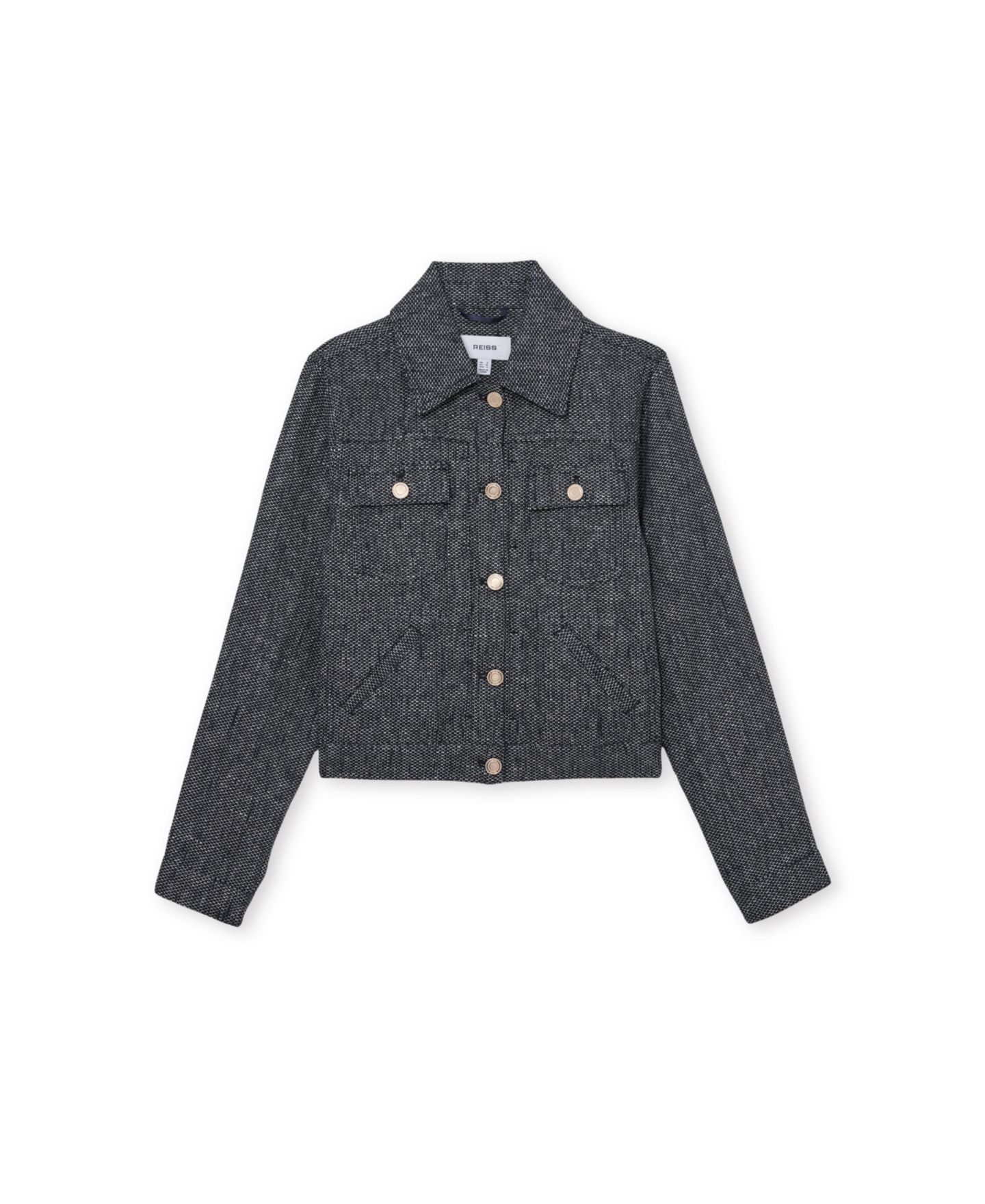Женская куртка REISS Bree Linen-Cotton Woven Trucker — фото 4