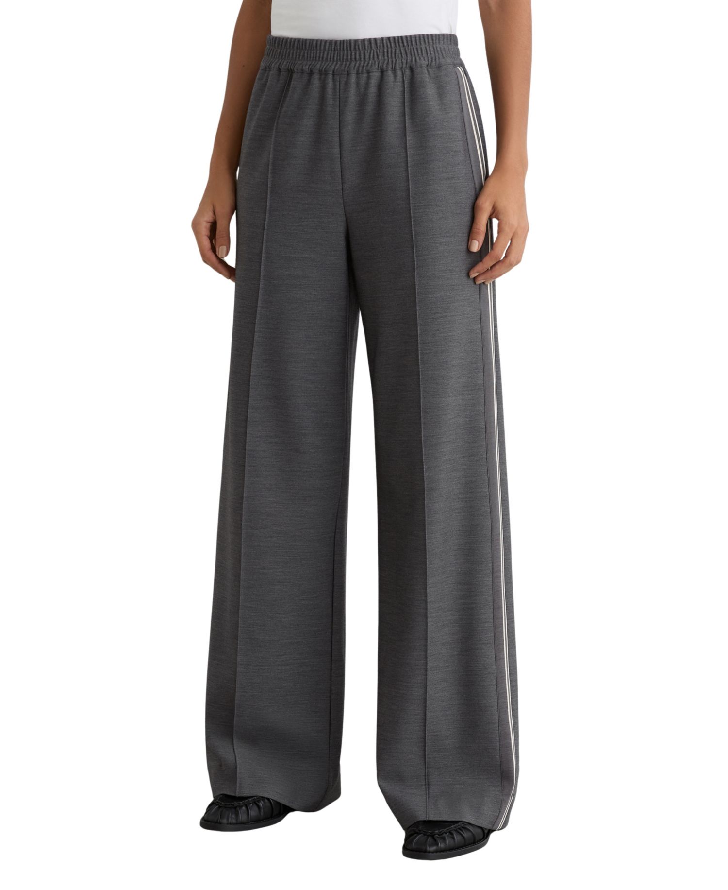 Women's Marlow M&eacute;lange Side-Stripe Wide-Leg Pants