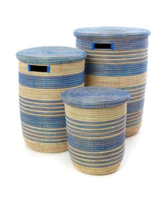Ebb and Flow Striped Hampers, Set of 3