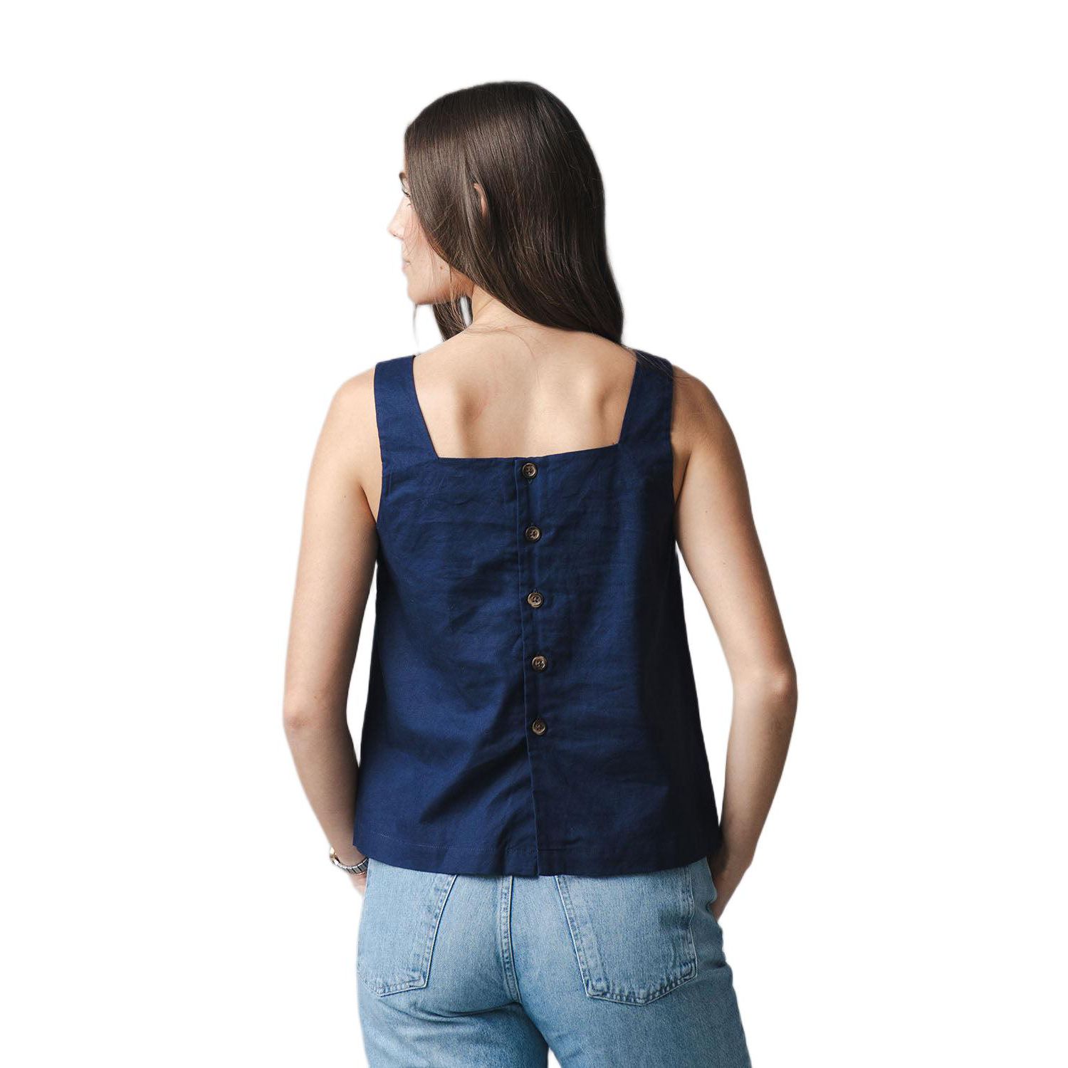 Women's Linen Square Neck Tank