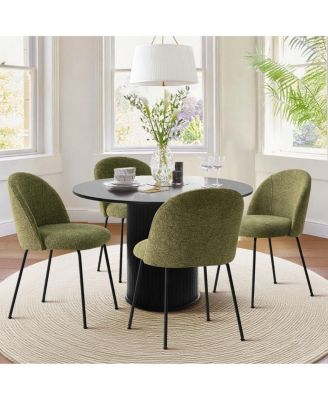 19.5" Seat Height Fabric Dining Side Chairs Set of 4, Metal Legs