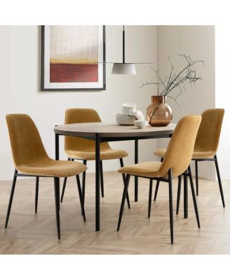 Modern Chenille Upholstered Dining Chairs Set of 4, Metal Legs