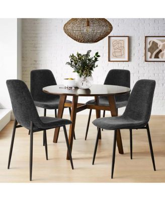 Modern Chenille Upholstered Dining Chairs Set of 4, Metal Legs