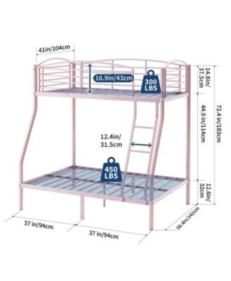 Bunk Bed, Metal Bunk Beds with Ladder and Guardrail,Heavy Duty Space Saving Design,Smooth Rounded Edges,Ideal for Dorms and Small Rooms