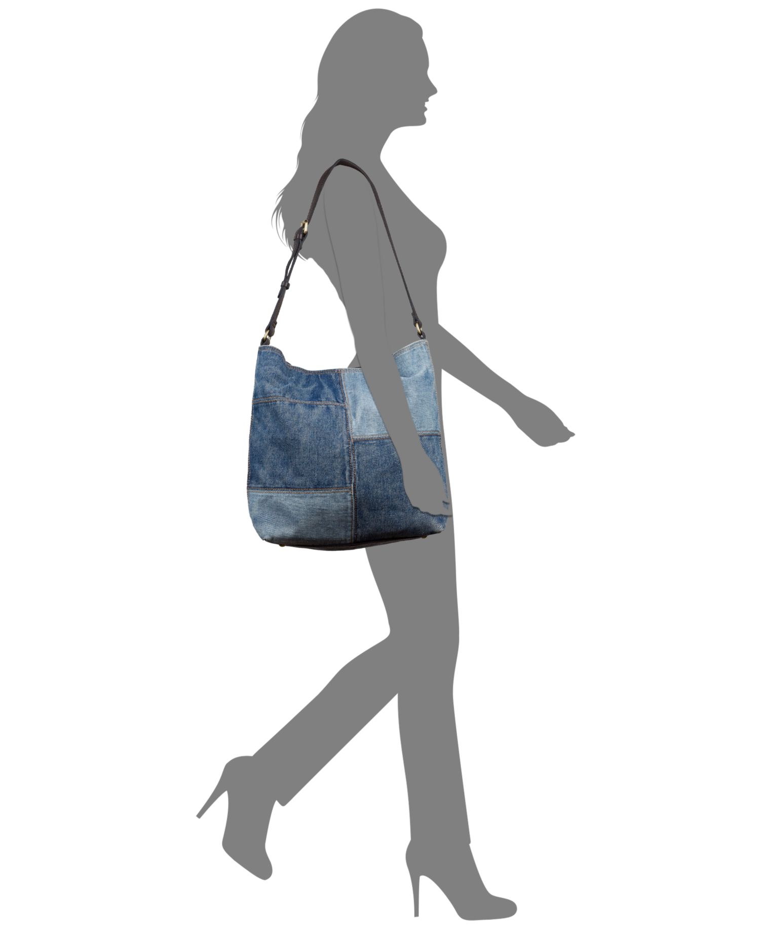 Heidal Large Patchwork Denim Shoulder Handbag