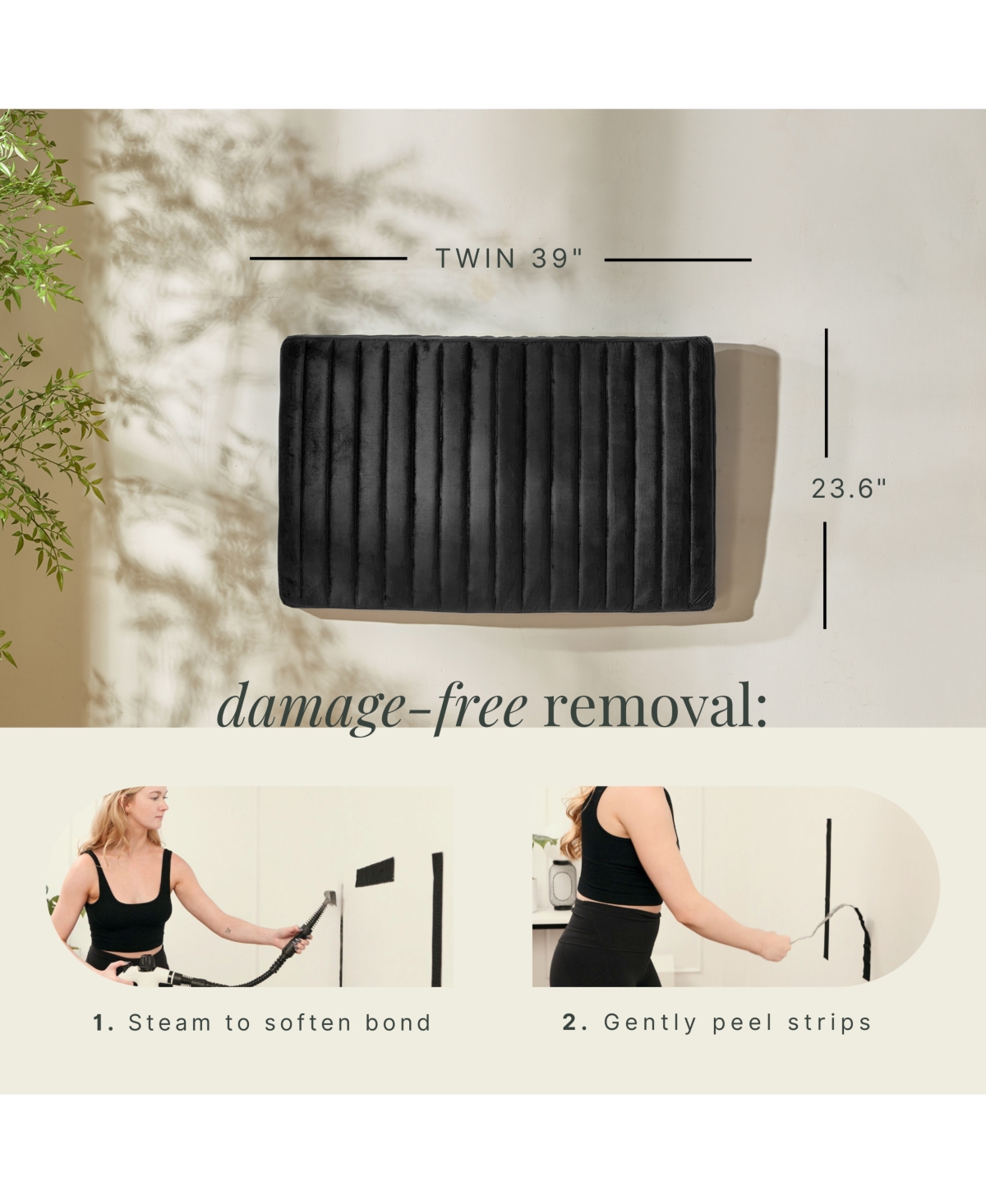 Nestl Velvet Headboard, wall mounted, peel and stick, easy assemble