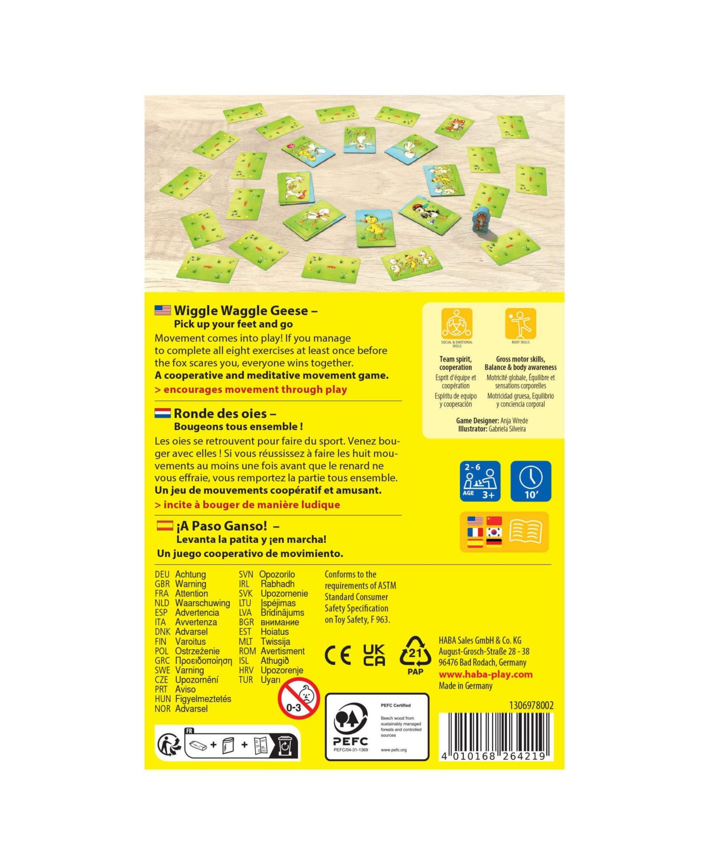 Детская настольная игра Haba Wiggle Waggle Cooperative Movement Board Game, Ages 3+, цвет: Жёлтый — фото 4