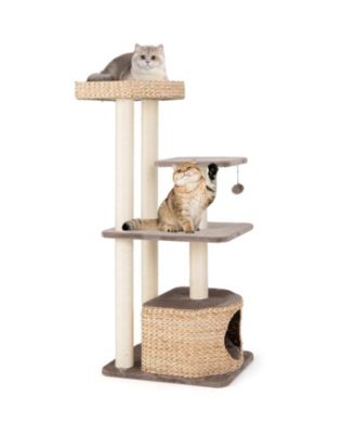 Cat Tree 4-Layer Tower with Sisal Posts Condo and Cushions