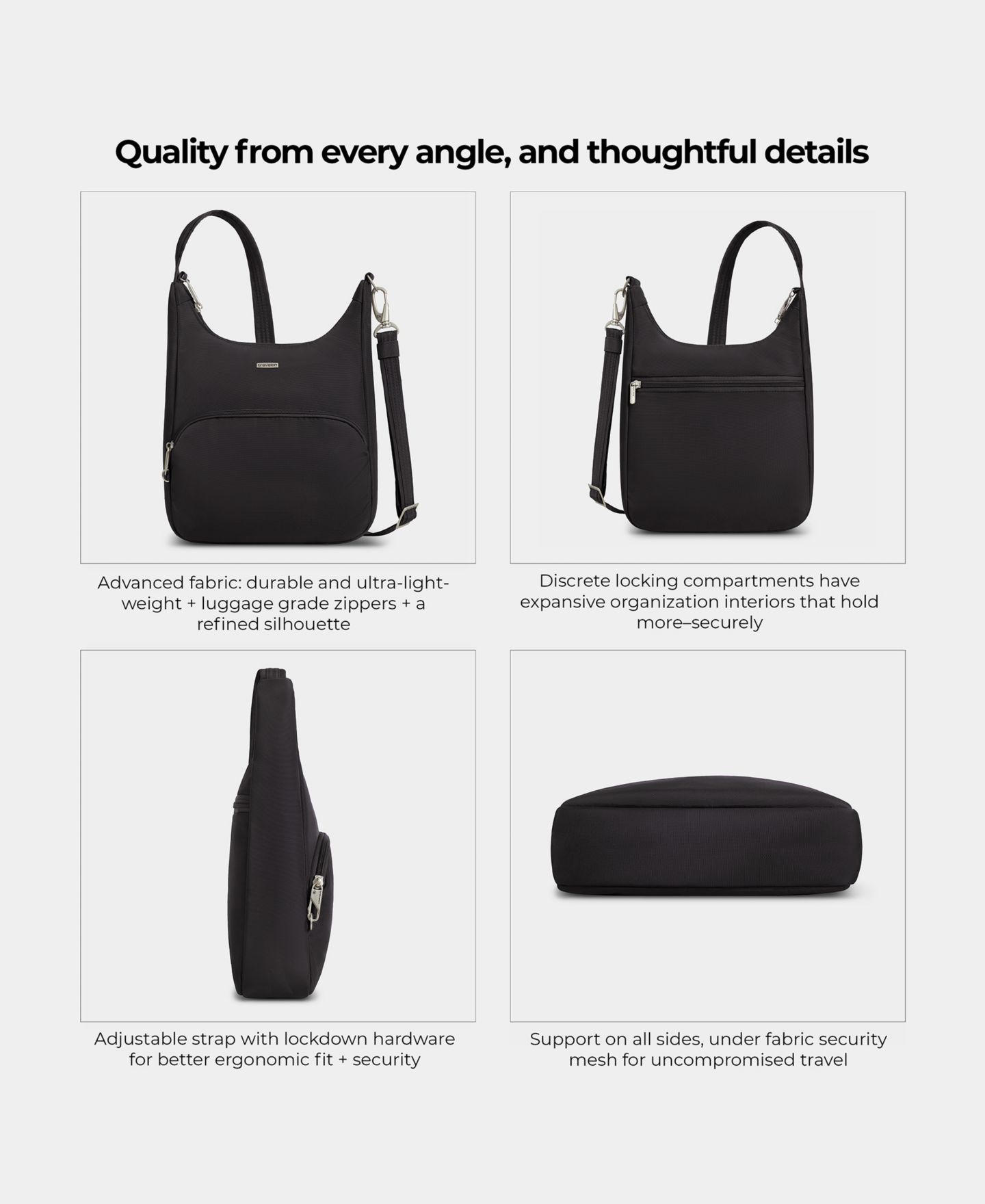 Сумка Travelon Anti-Theft Classic Messenger, цвет: Чёрный — фото 12