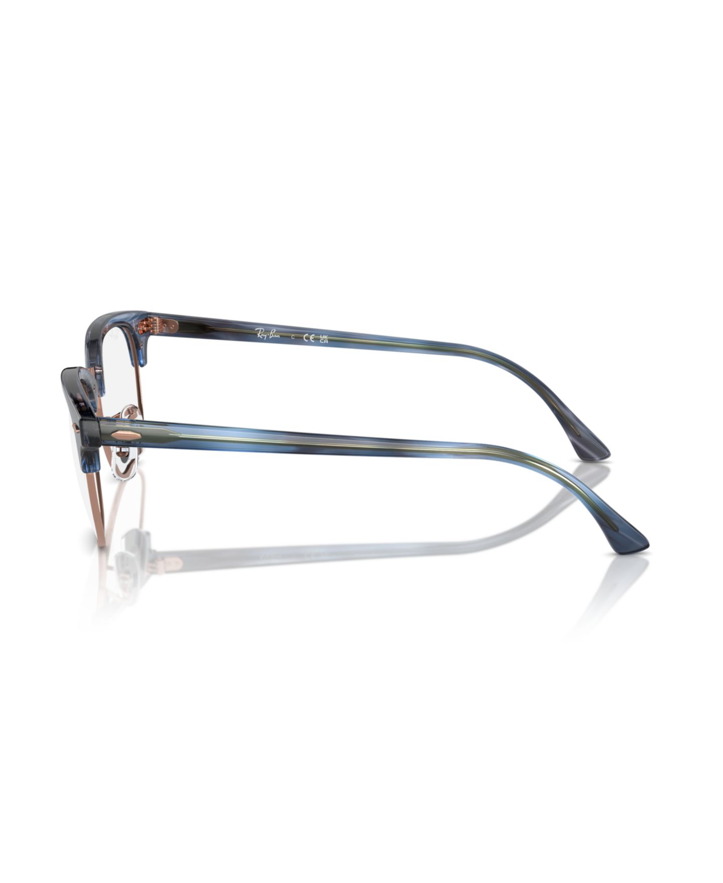 Очки Ray-Ban Square Unisex Clubmaster Optics Eyeglasses, RB5154, цвет: Полосатый синий — фото 3