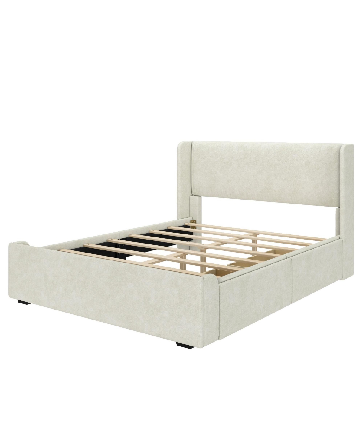 Max & Lily Full Upholstered Rectangular Headboard Platform Bed Frame with 2 Drawer Side Storage